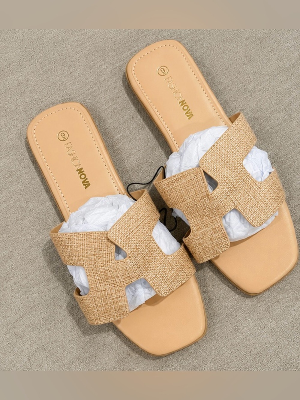 Fashion Nova Women's Tan Slide Sandals